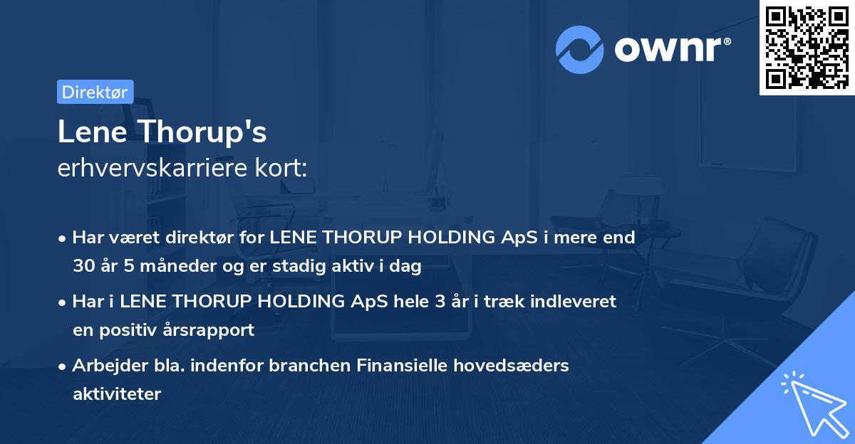 Lene Thorup's erhvervskarriere kort