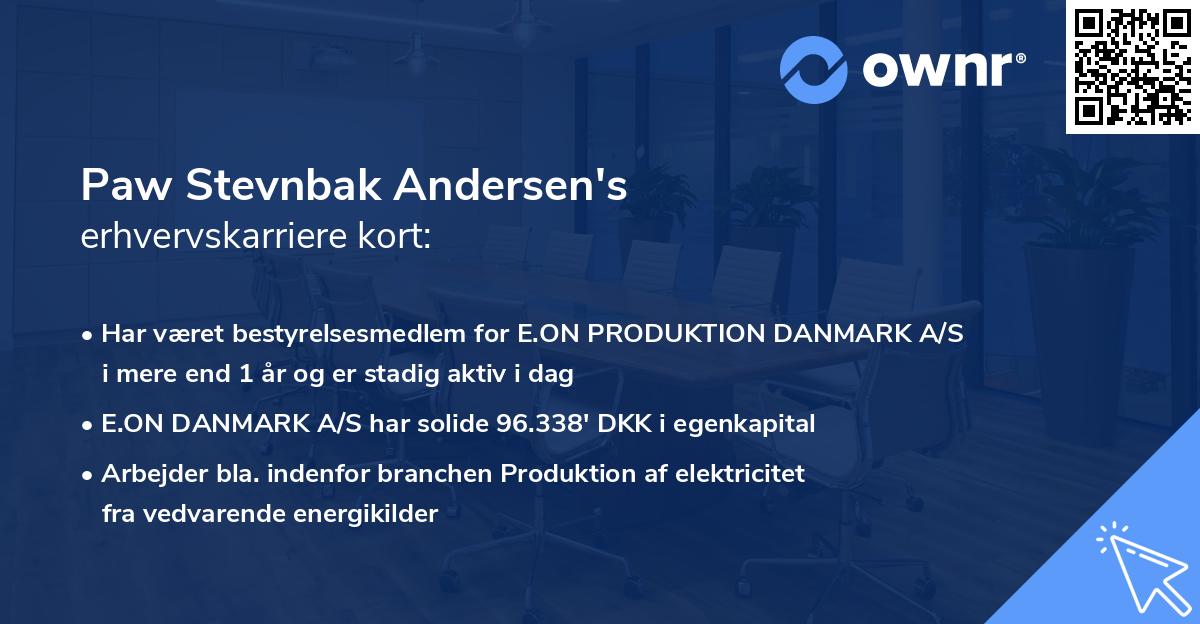 Paw Stevnbak Andersen's erhvervskarriere kort