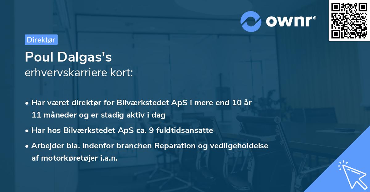 Poul Dalgas's erhvervskarriere kort