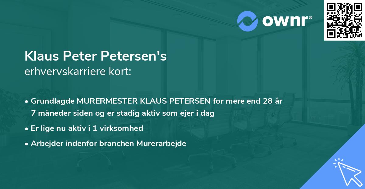 Klaus Peter Petersen's erhvervskarriere kort