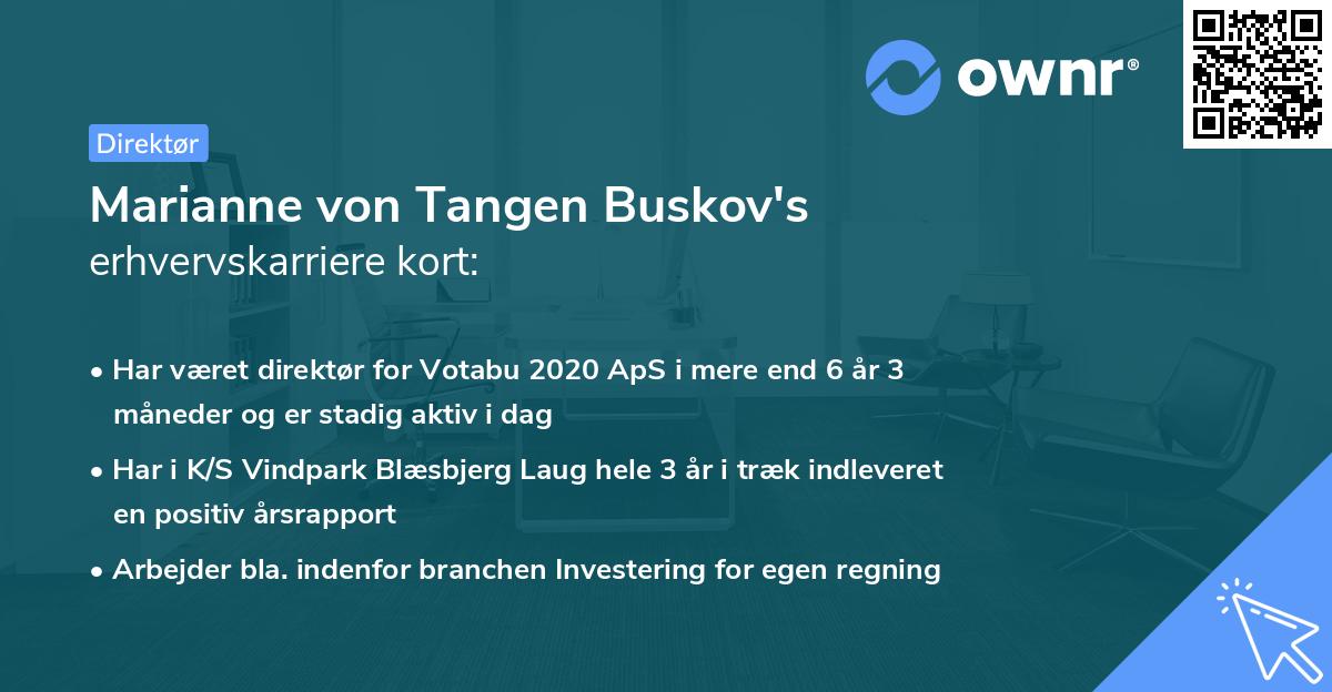 Marianne von Tangen Buskov's erhvervskarriere kort