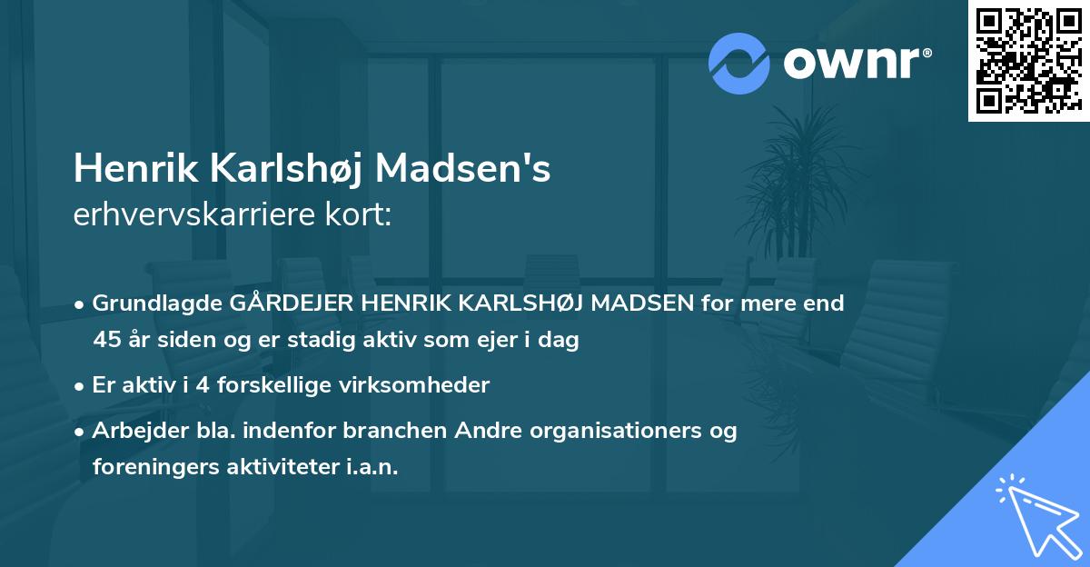 Henrik Karlshøj Madsen's erhvervskarriere kort