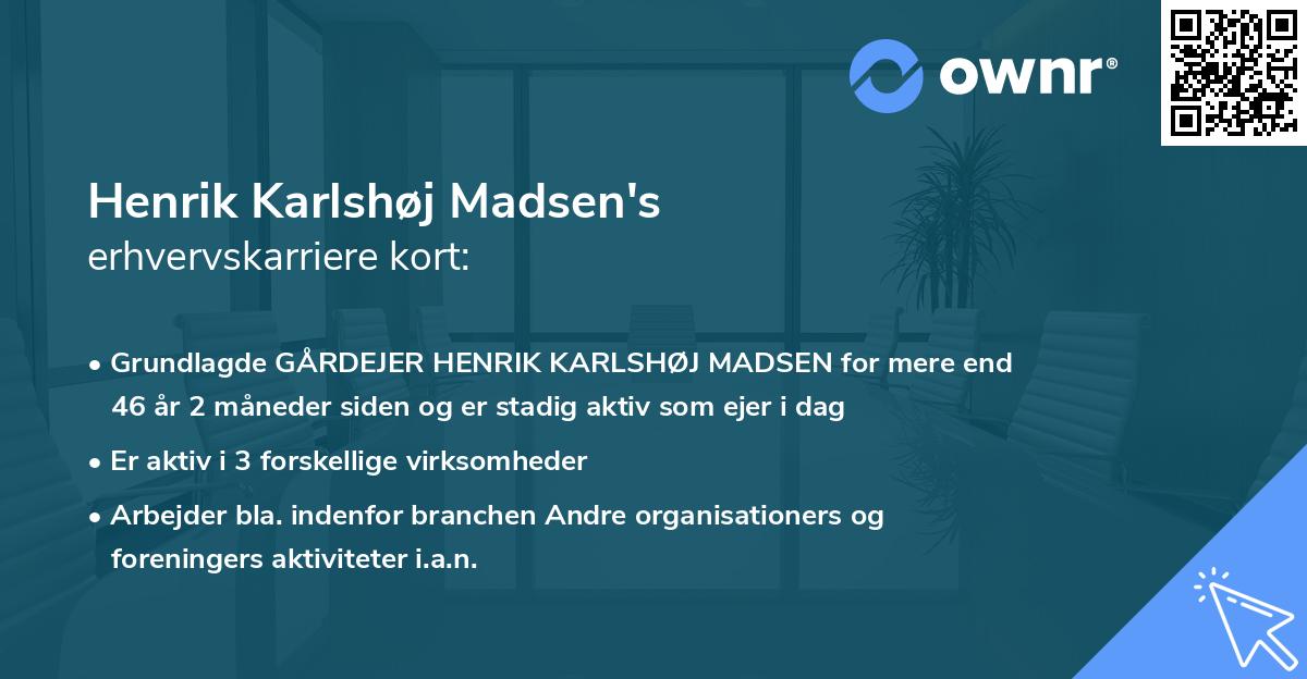 Henrik Karlshøj Madsen's erhvervskarriere kort
