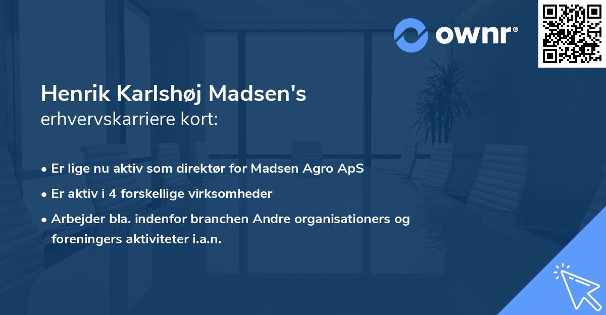 Henrik Karlshøj Madsen's erhvervskarriere kort