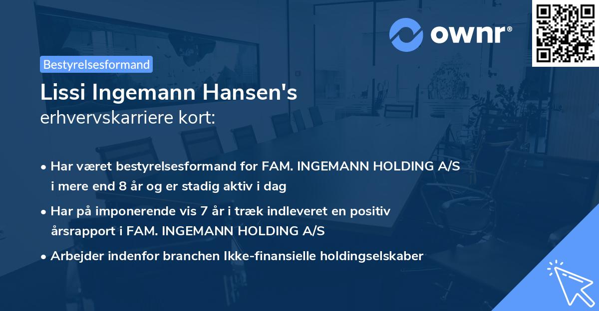 Lissi Ingemann Hansen's erhvervskarriere kort