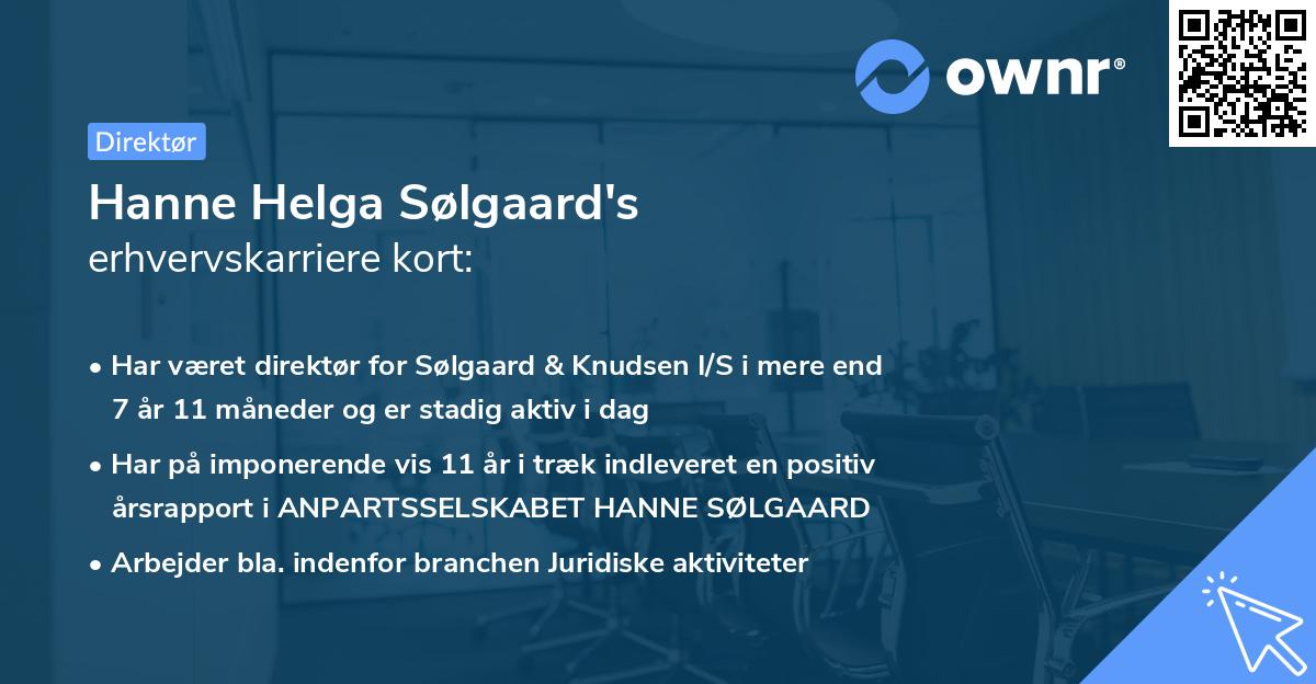 Hanne Helga Sølgaard's erhvervskarriere kort