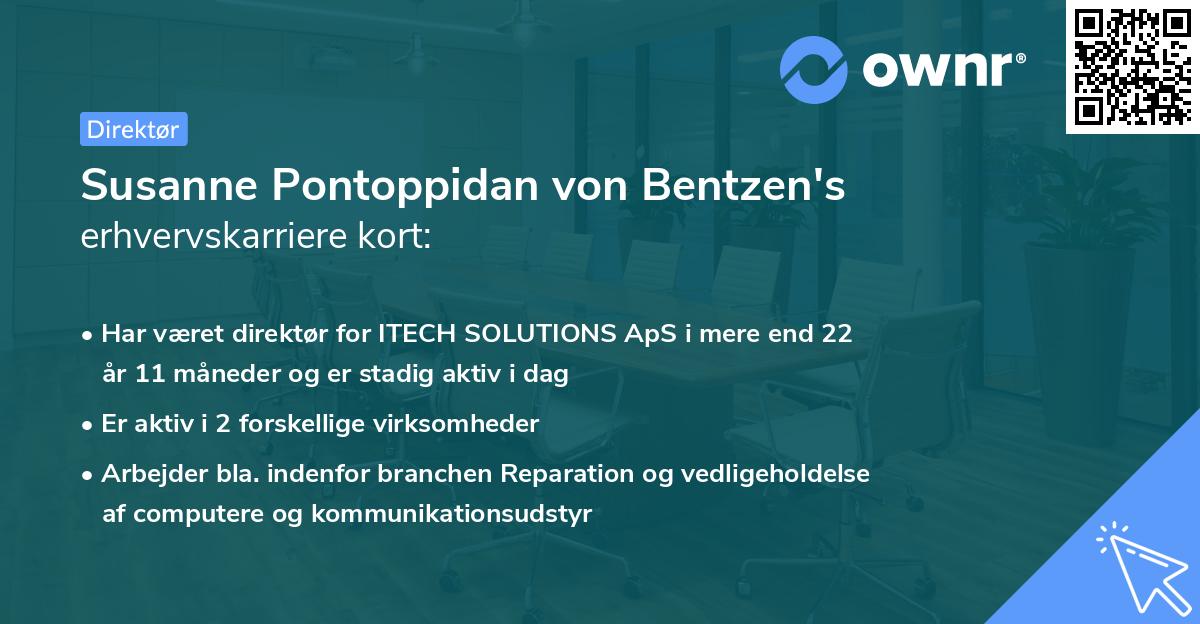 Susanne Pontoppidan von Bentzen's erhvervskarriere kort