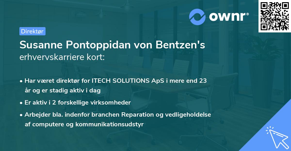Susanne Pontoppidan von Bentzen's erhvervskarriere kort