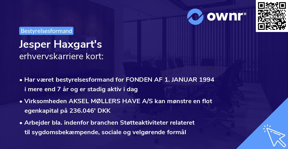 Jesper Haxgart's erhvervskarriere kort