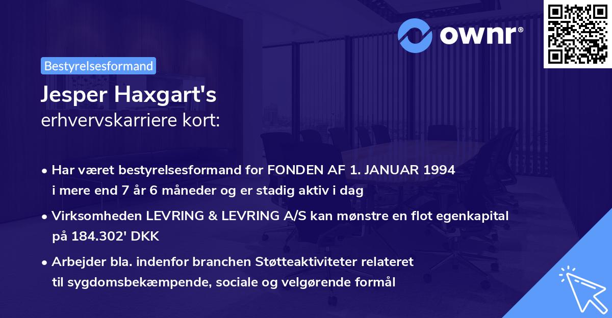 Jesper Haxgart's erhvervskarriere kort