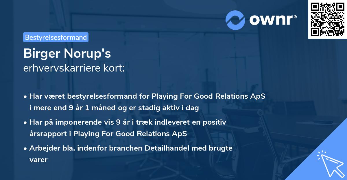 Birger Norup's erhvervskarriere kort