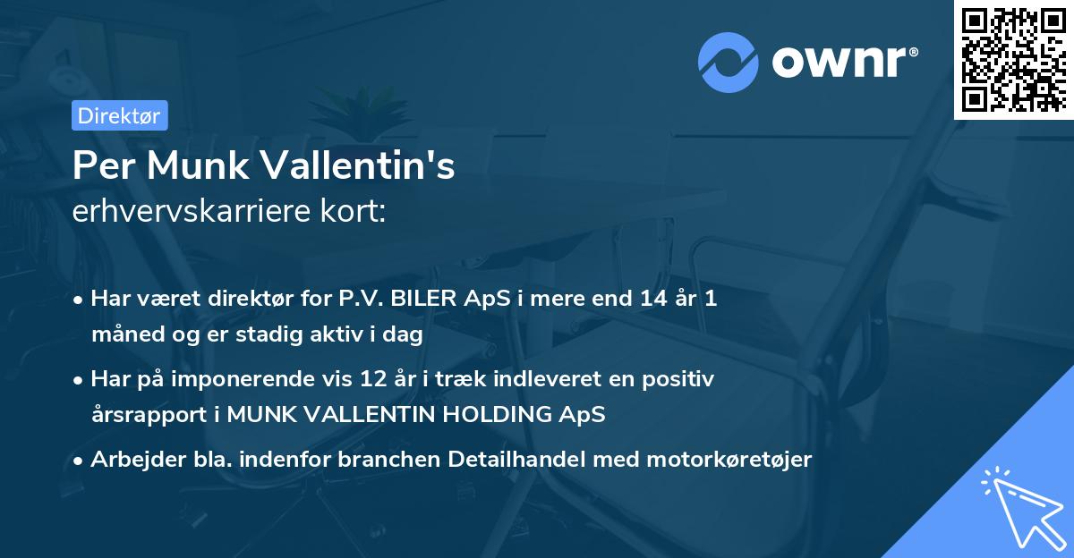 Per Munk Vallentin's erhvervskarriere kort