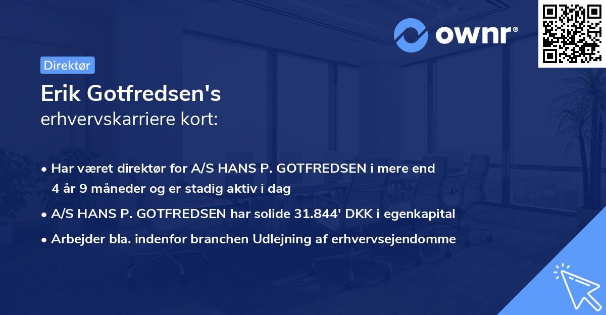 Erik Gotfredsen's erhvervskarriere kort