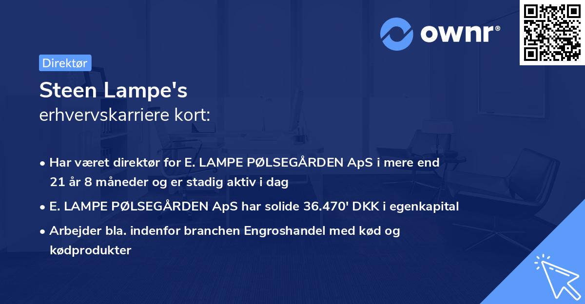 Steen Lampe's erhvervskarriere kort