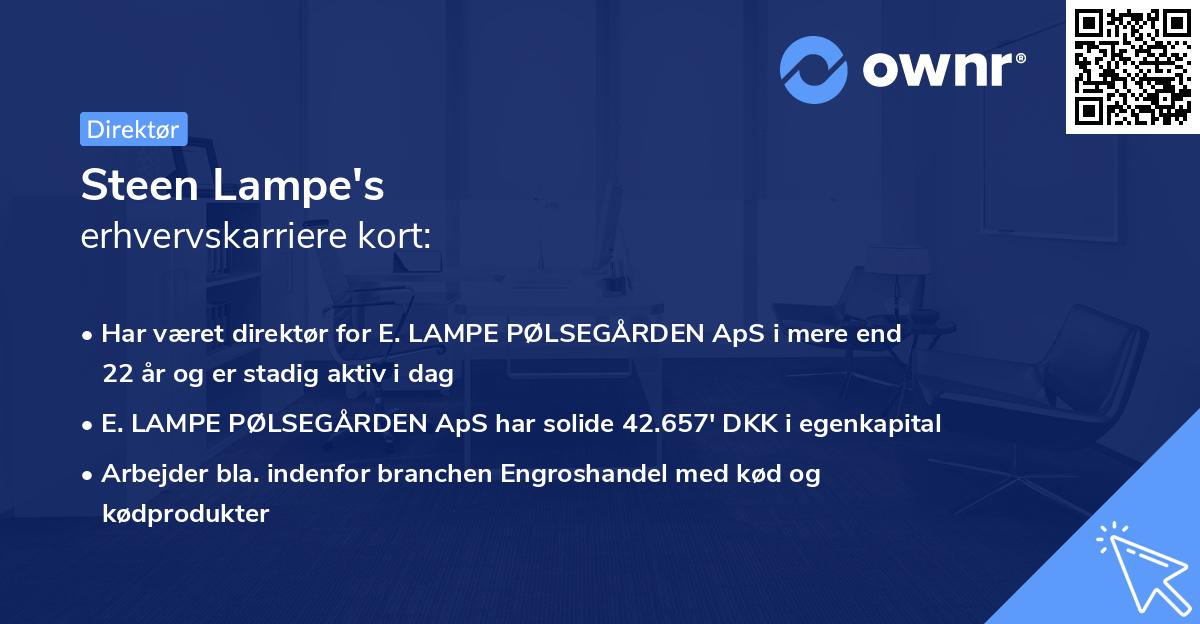 Steen Lampe's erhvervskarriere kort