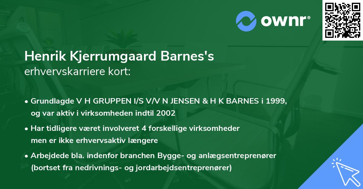 Henrik Kjerrumgaard Barnes's erhvervskarriere kort