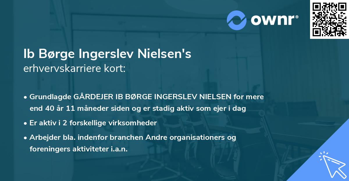 Ib Børge Ingerslev Nielsen's erhvervskarriere kort