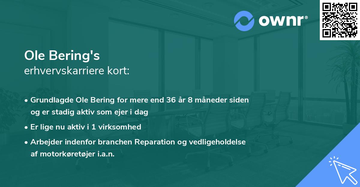 Ole Bering's erhvervskarriere kort