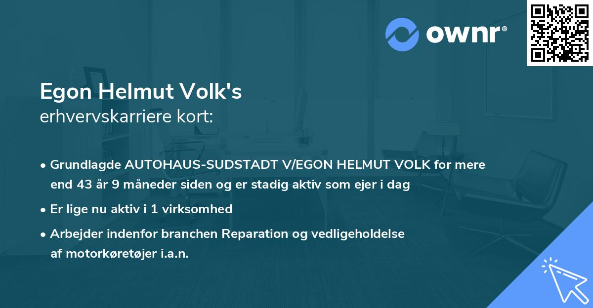 Egon Helmut Volk's erhvervskarriere kort