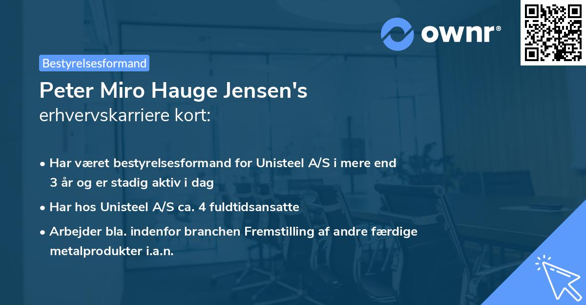 Peter Miro Hauge Jensen's erhvervskarriere kort