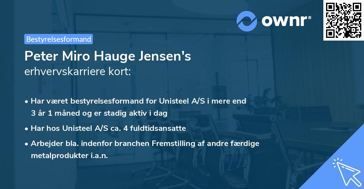 Peter Miro Hauge Jensen's erhvervskarriere kort