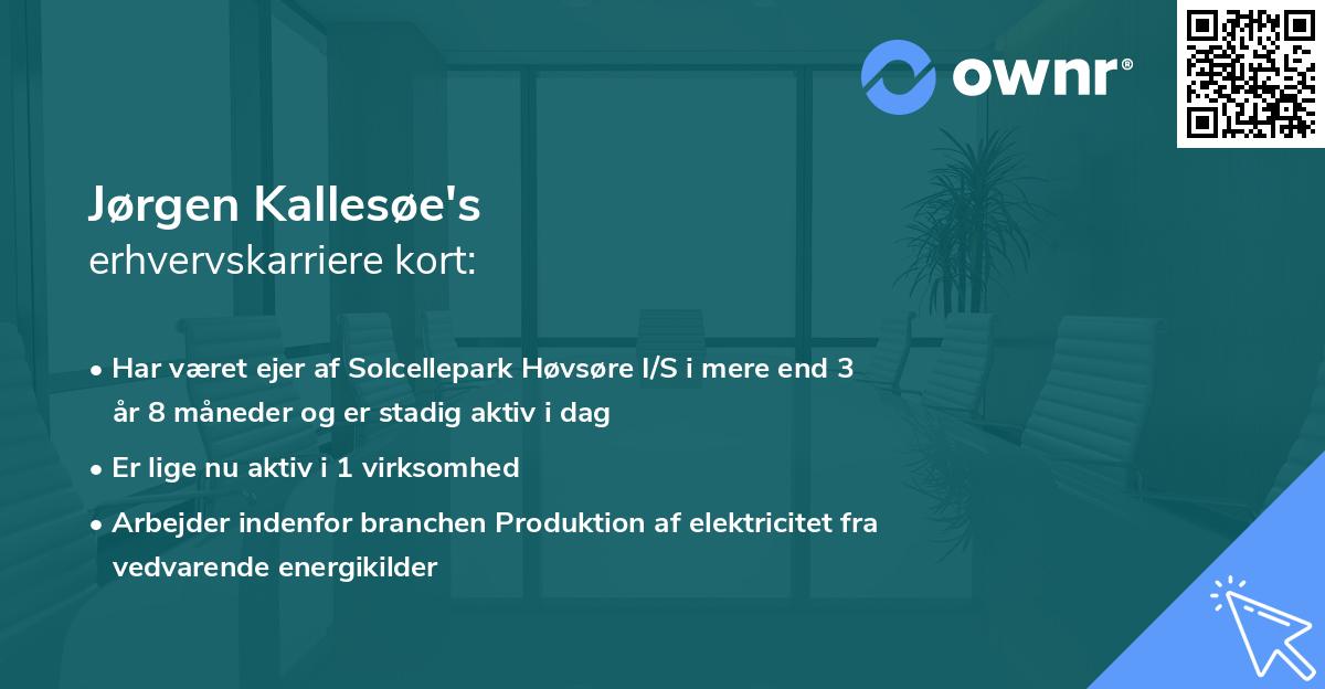 Jørgen Kallesøe's erhvervskarriere kort