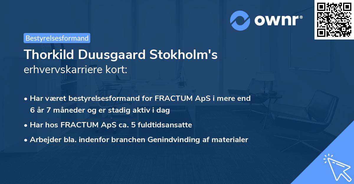 Thorkild Duusgaard Stokholm's erhvervskarriere kort