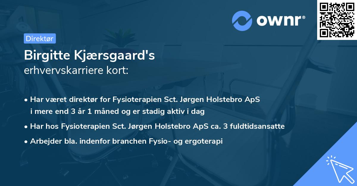 Birgitte Kjærsgaard's erhvervskarriere kort