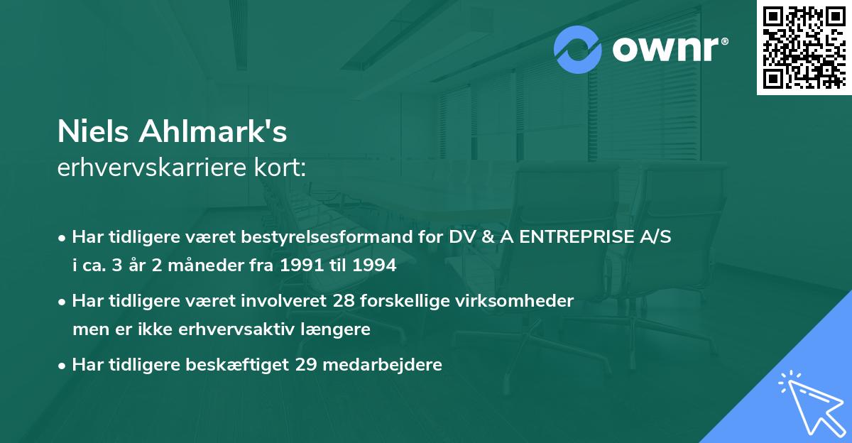 Niels Ahlmark's erhvervskarriere kort
