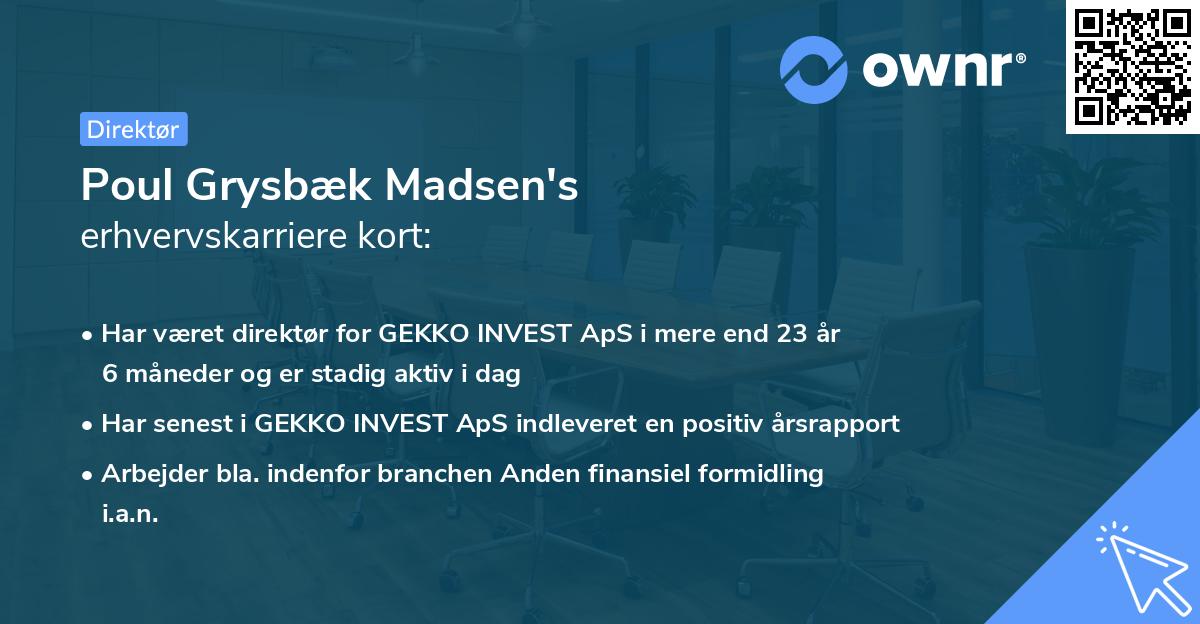 Poul Grysbæk Madsen's erhvervskarriere kort