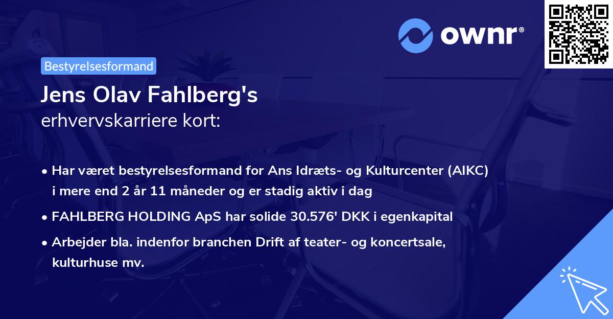 Jens Olav Fahlberg's erhvervskarriere kort