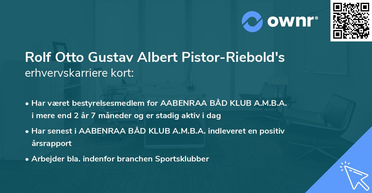 Rolf Otto Gustav Albert Pistor-Riebold's erhvervskarriere kort