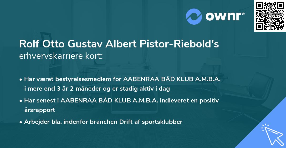 Rolf Otto Gustav Albert Pistor-Riebold's erhvervskarriere kort