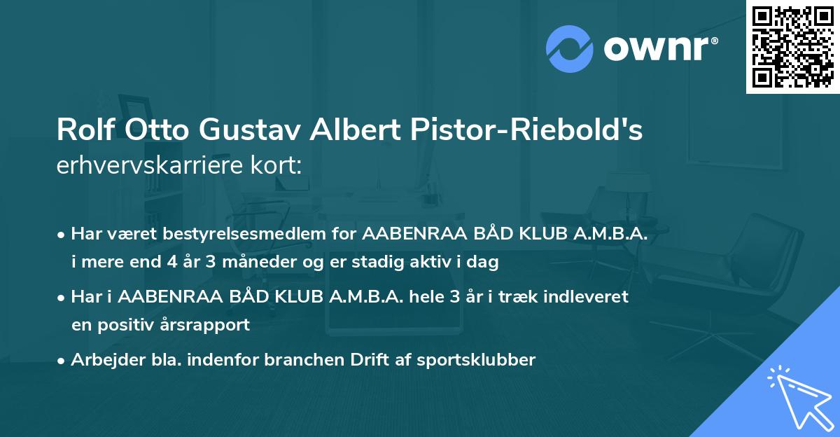 Rolf Otto Gustav Albert Pistor-Riebold's erhvervskarriere kort