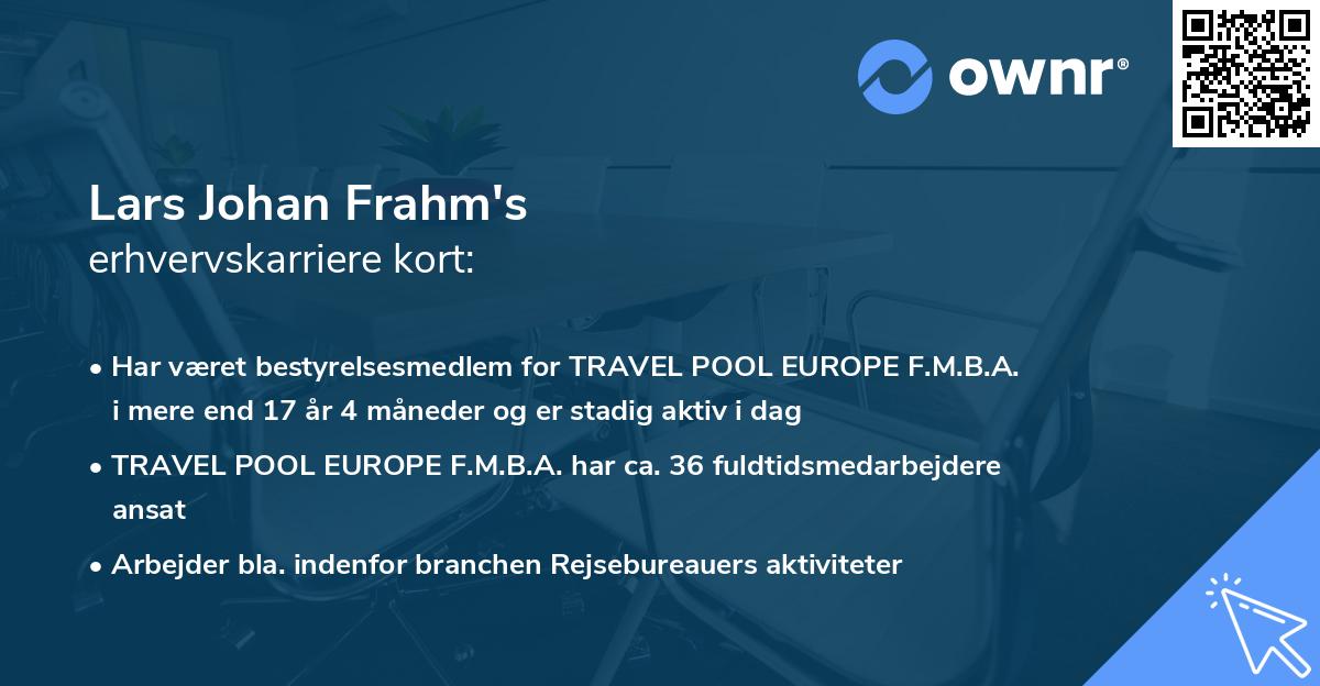 Lars Johan Frahm's erhvervskarriere kort