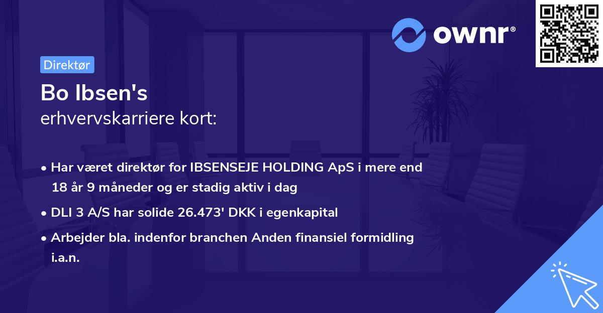 Bo Ibsen's erhvervskarriere kort