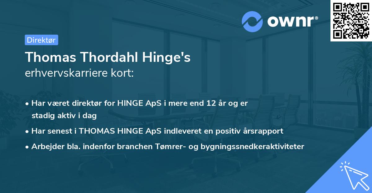 Thomas Thordahl Hinge's erhvervskarriere kort
