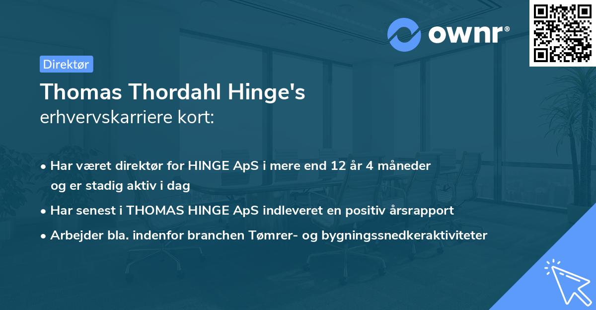 Thomas Thordahl Hinge's erhvervskarriere kort