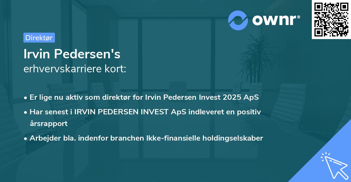 Irvin Pedersen's erhvervskarriere kort