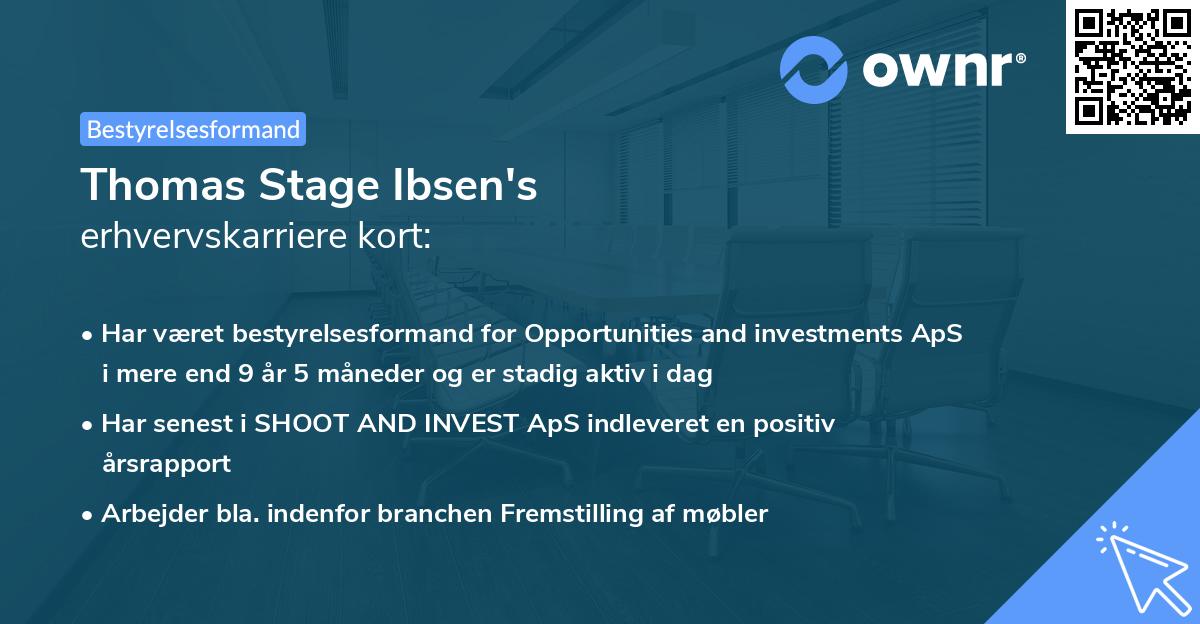 Thomas Stage Ibsen's erhvervskarriere kort