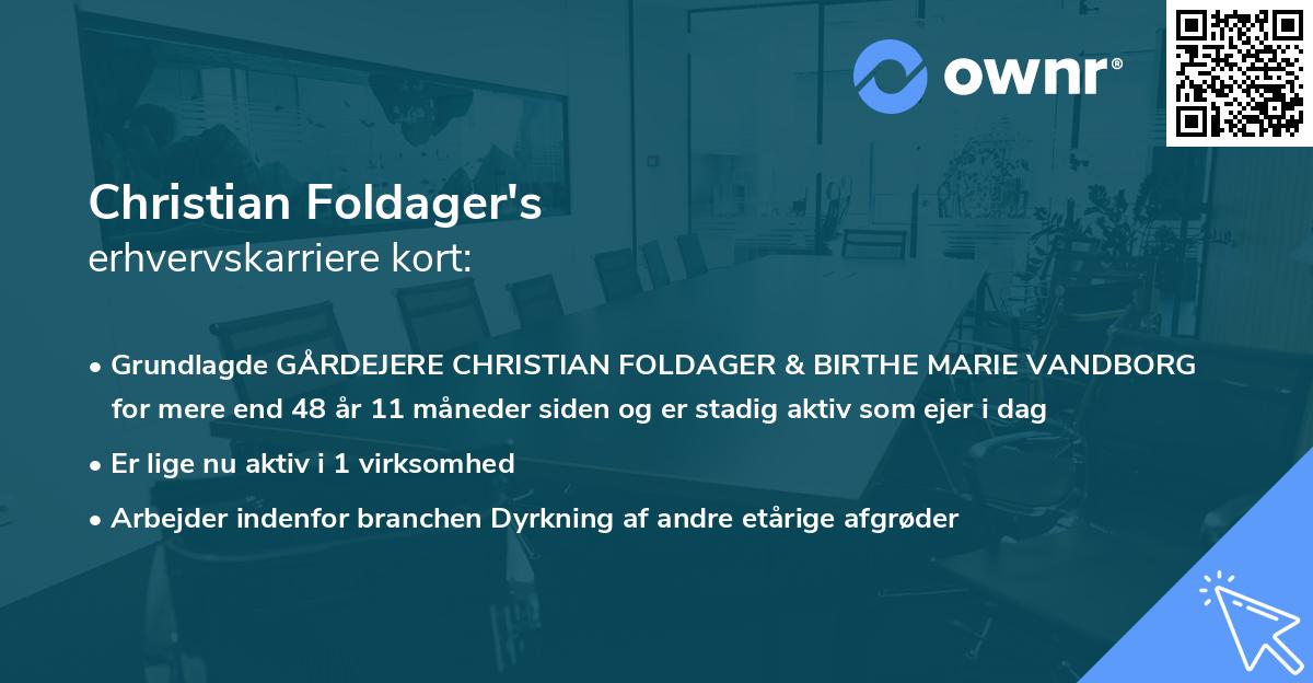 Christian Foldager's erhvervskarriere kort