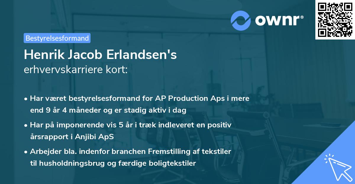 Henrik Jacob Erlandsen's erhvervskarriere kort