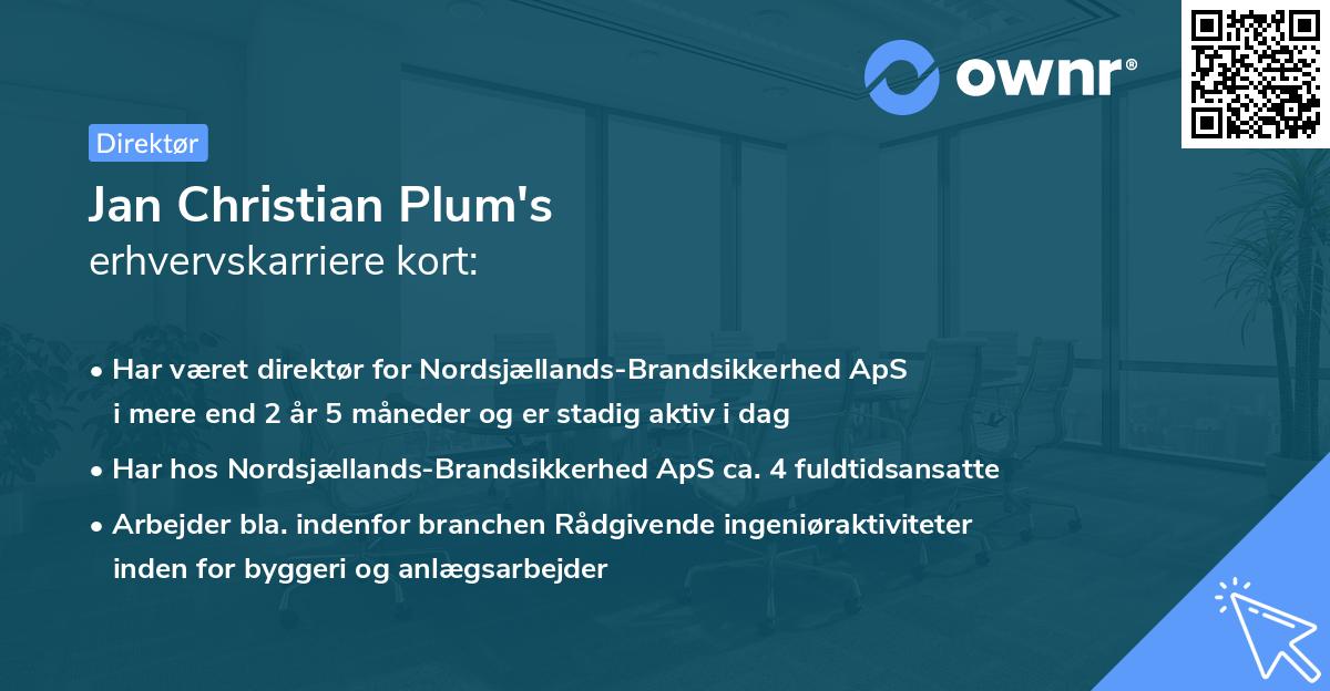 Jan Christian Plum's erhvervskarriere kort