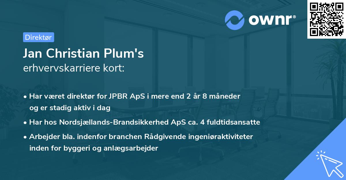 Jan Christian Plum's erhvervskarriere kort