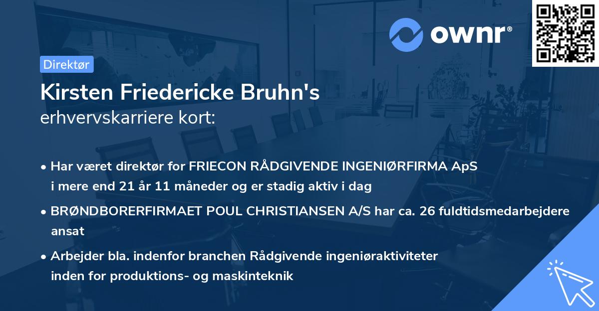Kirsten Friedericke Bruhn's erhvervskarriere kort