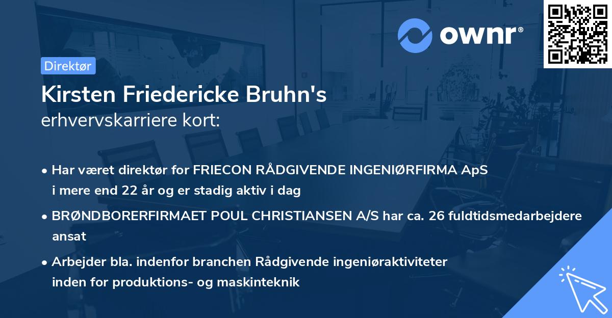 Kirsten Friedericke Bruhn's erhvervskarriere kort