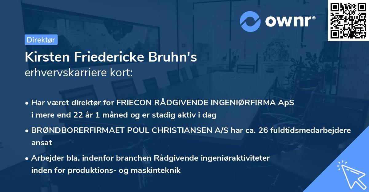 Kirsten Friedericke Bruhn's erhvervskarriere kort