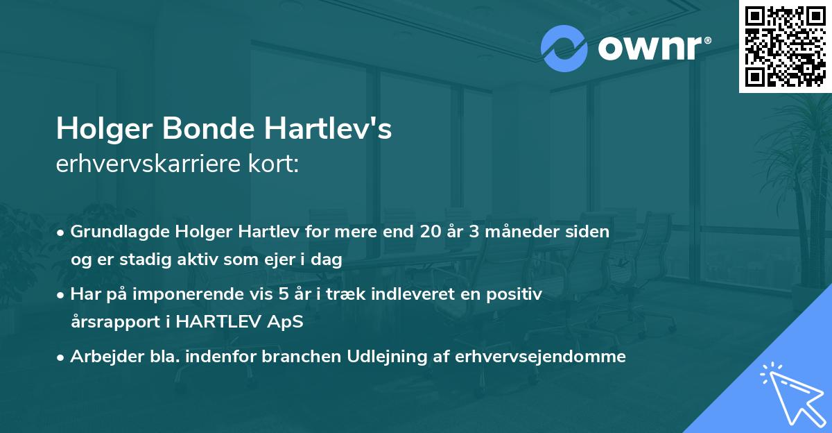 Holger Bonde Hartlev's erhvervskarriere kort