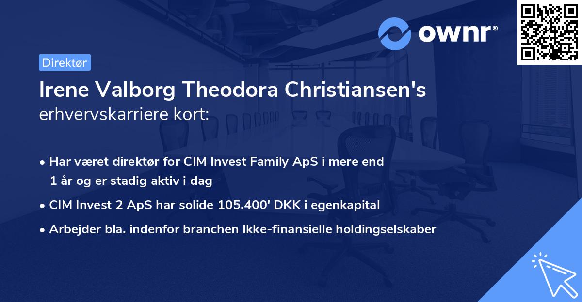 Irene Valborg Theodora Christiansen's erhvervskarriere kort