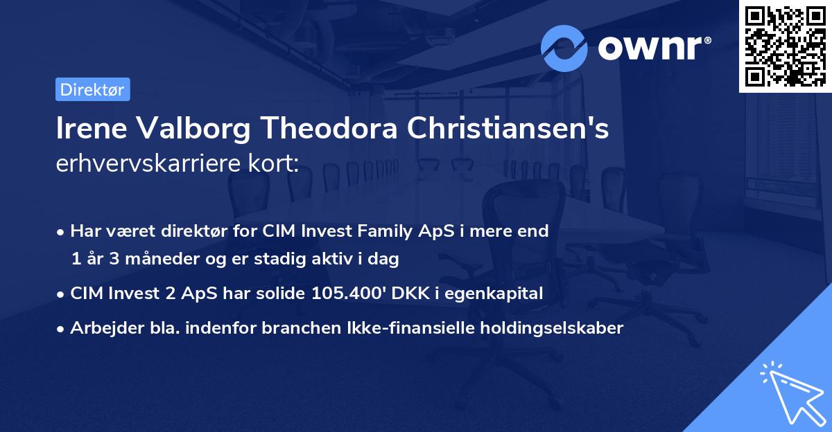 Irene Valborg Theodora Christiansen's erhvervskarriere kort